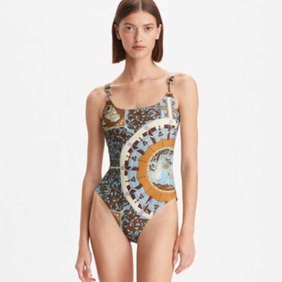 ✨ NEW Tory Burch Clip Tank Swimsuit – T Garden Print – Size S ✨ - Picture 6 of 14